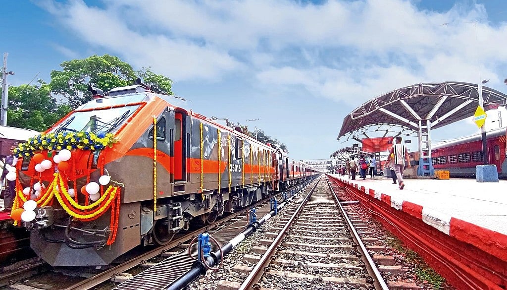 Nazira: Amrit Bharat Train welcomed with flower shower at Simaluguri