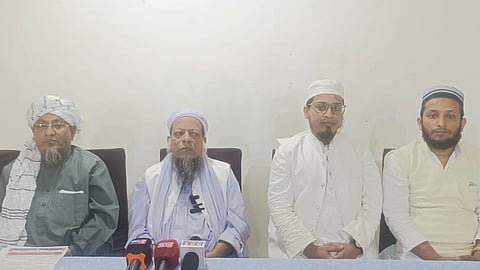 Moulana Ahmad Saheed Gobindapuri addressing a press meet
