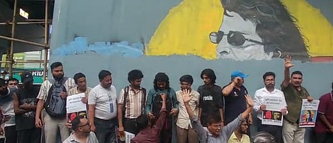 Marshall Baruah Redraws The Portrait Of Zubeen Garg At Ganeshguri 