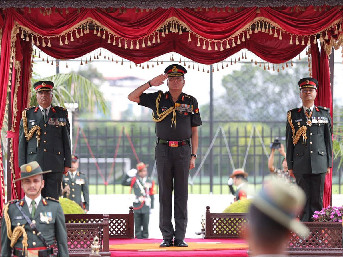 Indian Army Chief receives Guard of Honour at Nepali Army Headquarters in Kathmandu