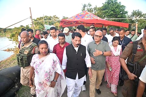 Assam: Ministers Sushanta Borgohain, Atul Bora Inspect Dhansiri Erosion at Kuruwabahi