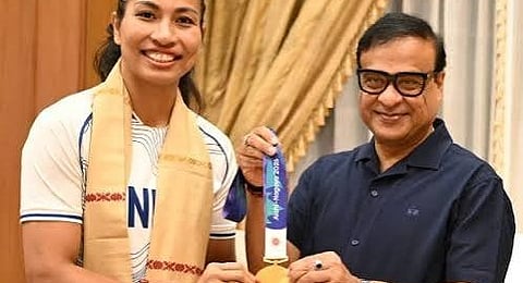 Himanta Biswa Sarma Presents Rs 50 Lakh Cheque to Asian Games Gold Medallist Lovlina Borgohain