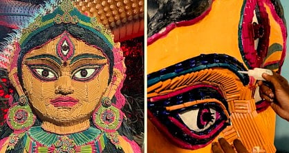 How 13,000 discarded writing tools were saved from landfills to create a stunning festival centerpiece.