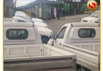 Young Lai Association volunteers hand over the smuggled vehicles to district authorities amid growing cross-border trafficking concerns