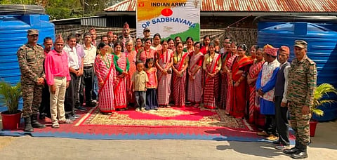 Red Shield Division installs a 10,000-litre storage facility under Operation Sadbhavana, bringing immediate relief to 35 households facing acute water scarcity