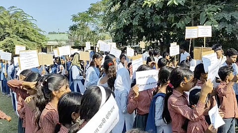 Assam: Dekachang Regional High School Students Protest Over Alleged Land Encroachment