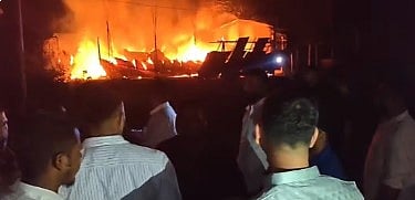 Blaze Near Fuel Station Triggers Panic Amid Festive Crowds; Swift Action Prevents Major Disaster