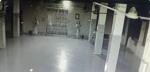 CCTV footage captures an unexplained visual anomaly inside the Jagun shrine moments after thieves steal ₹10,000 cash and traditional brass items.