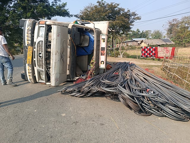 Overloaded Truck Overturns on NH-38, Safety Concerns Arise
