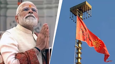 प्रधान मंत्री मोदी, आरएसएस प्रमुख ने अयोध्या राम मंदिर पर केसरी झंडा लगाया