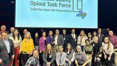 A group photo at the press conference announcing the grant