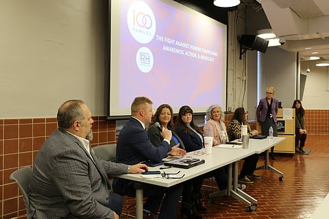 Shannon Holman, Anti-Human Trafficking Program Director at the Arkansas Coalition Against Sexual Assault and Human Trafficking, Sgt. Matt Foster, Human Trafficking Coordinator for the Arkansas State Police, Penni Burns, CEO of the Crisis Intervention Center, Wendy Brawdy, Operations Director at Riverview Hope Campus, Jennifer Sorey, Founder and Executive Director of the Hub of HOPE, Michelle Warth, Senior Investigator with the Arkansas State Police Crimes Against Children Division