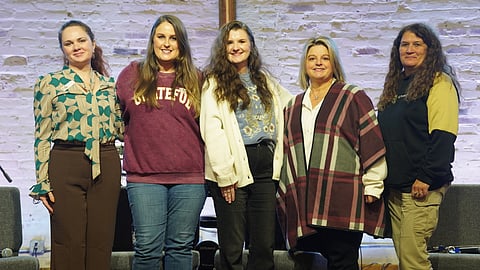 Ky Taylor and Megan Brown of Hope Found, Michelle Spann, trafficking survivor and a family advocate for the 100 Families Initiative, Jamie Moore of Arkansas State Police Crimes Against Children Division, Captain Rhonda Thomas of the Greene County Sherriff's Department