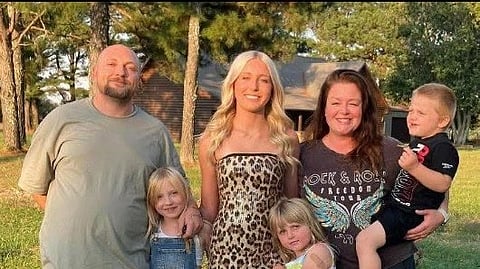 Albert and his three kids, as well as his girlfriend and her older daughter