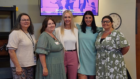 Janice Reeves, Clinical Director, Adult & Teen Challenge of Arkansas; Sarah Stapelton, Court Coordinator, Smart Justice Initiative; Haley Rudd, Peer Recovery Specialist, Garland County Specialty Courts; Nicole Cherry, Business Development Coordinator, SOZO Addiction Recovery Center; Melissa Capuano, Garland County 100 Families Initiative Coordinator
