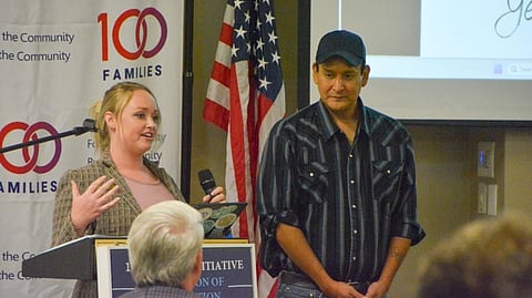 Family Advocate Jaimi Matlock and 100 Families Initiative Participant Mike Belmarez