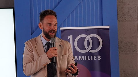 Jared Brown of For Others speaks about HopeHub and the 100 Families Initiative during a visit to Arkansas. 