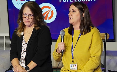 Marilyn Sanders, executive director of the River Valley Child Advocacy Center (left), and Hannah Karnes, a former DCFS caseworker now with the Arkansas State Police (right)
