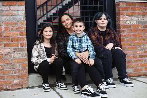 Christina and her three children.