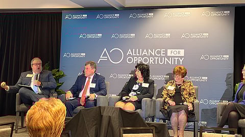 Left to Right: Daniel Erspamer, CEO, Pelican Institute for Public Policy; Chairman Daniel Sparks, Senate Economic and Workforce Development Committee (Mississippi); Representative Mary Bentley, Arkansas House of Representatives; and Senator Jane English, Arkansas Senate