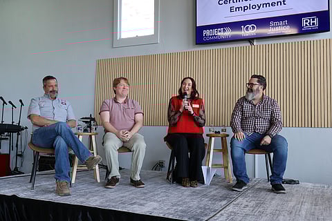 Mike Rogers, chief workforce officer for Governor Sarah Huckabee Sanders; Mitchell Hook, an adult education instructor with Arkansas Tech University Adult Education; Robin Lambert, LPN and administrator at Johnson County Health and Rehab; Matt Bewley, director of career services at the University of the Ozarks