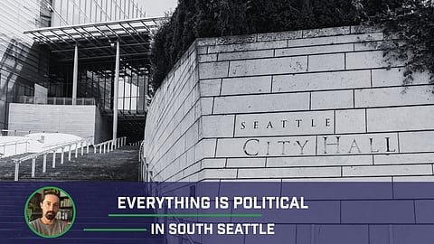 Exterior view of Seattle City Hall in Seattle, Washington, USA - June 15, 2023. Seattle City Hall is the home of the offices of the mayor and city council of Seattle.