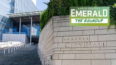 Exterior view of Seattle City Hall in Seattle, Washington, USA - June 15, 2023. Seattle City Hall is the home of the offices of the mayor and city council of Seattle.