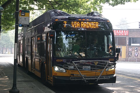 Metro Route 7 bus at a stop in Hillman City