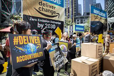 Youth protesting at Amazon's headquarters in downtown Seattle. (Photo: Alex Garland)