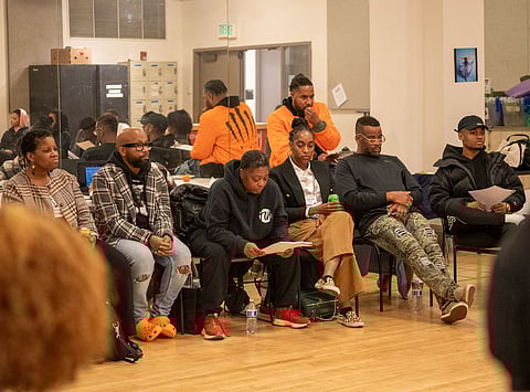 The cast of "Black Nativity" at a recent table reading. (Photo: Susan Fried)