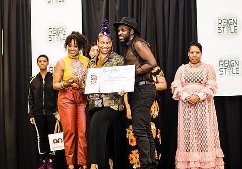 Shawnika Lawrence from Anointed Touches salon winning the Braid Me Up competition at the 2020 Reign of Style competition. (Photo courtesy of Reign of Style.) 