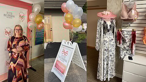 Beata Takahashi, the opening of Tutti Bellissima Intimates, and a mannequin showing off black and white lingerie
