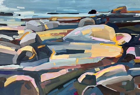 Mallie Loring Pratt, September Swim, acrylic on canvas