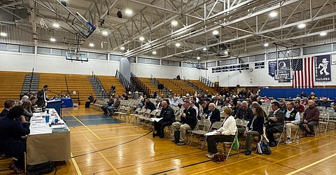 A few dozen residents attend this week's special town meeting in Scituate. 