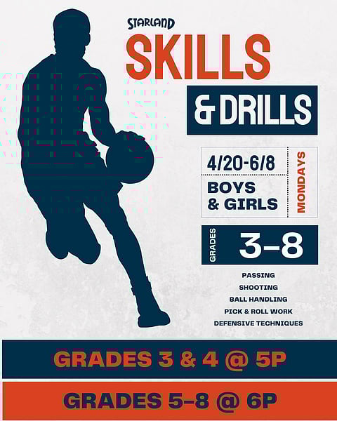 Monday Night Skills and Drills Grades 3–4 & 5-8💪🏀