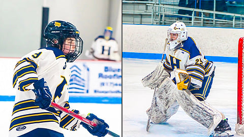Vanessa Federico, left, and Flynn Gardner were two of 29 high school hockey players awarded for "sportmanship, teamwork and dedication."