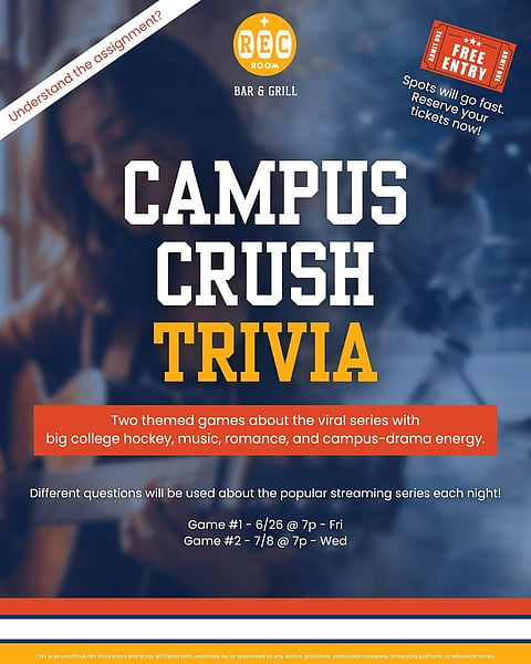 campus crush trivia flyer for starland
