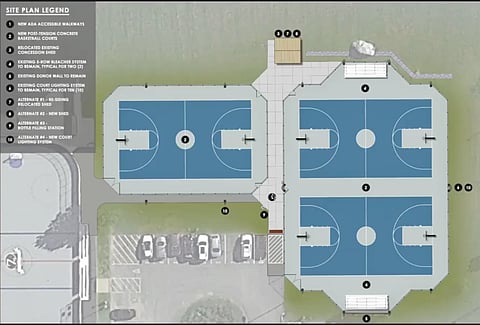 rendering of a basketball court reconstruction