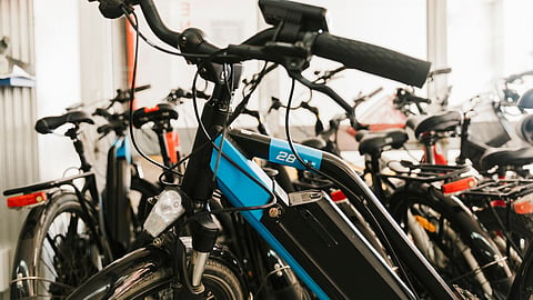 e bikes in a bicycle shop