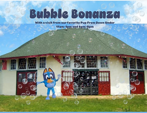 image of bluey from Disney and bubbles and the paragon carousel from hull ma