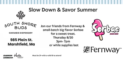 flyer for south shore buds event with local and an image of a popsicle 