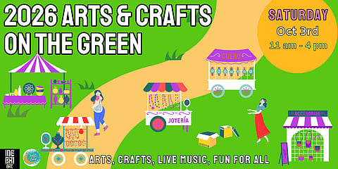 promo poster for 2026 arts and crafts on the green in Plymouth ma has stylized images of carts with jewelry and other handmade goods on an green open space