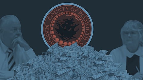 Money with the seal of Plymouth County. 