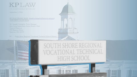 Images superimposed of Hanover, South Shore Tech sign 