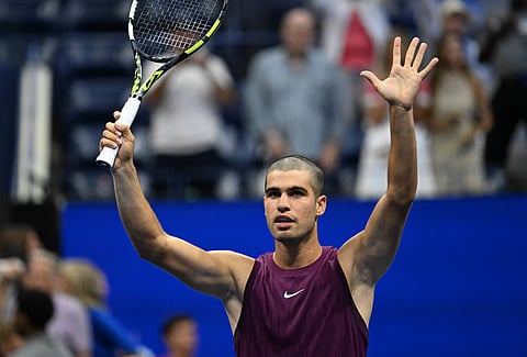 Carlos Alcaraz spotted a new haircut in his first match at the 2025 US Open