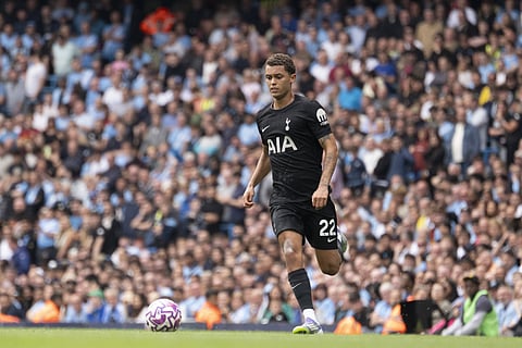 Brennan Johnson of Tottenham Hotspur in action against Manchester City in the 2025-26 Premier League season