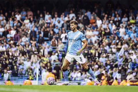 Manchester City's Ruben Amorim in action against Tottenham Hotspur