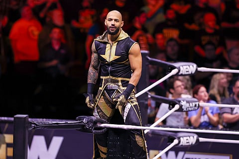 Ricochet greeting the crowd before an AEW match