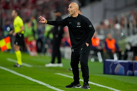 Enzo Maresca snapped on the sidelines in Chelsea's previous match 