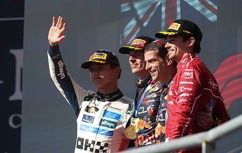 Max Verstappen celebrates after winning the US Grand Prix